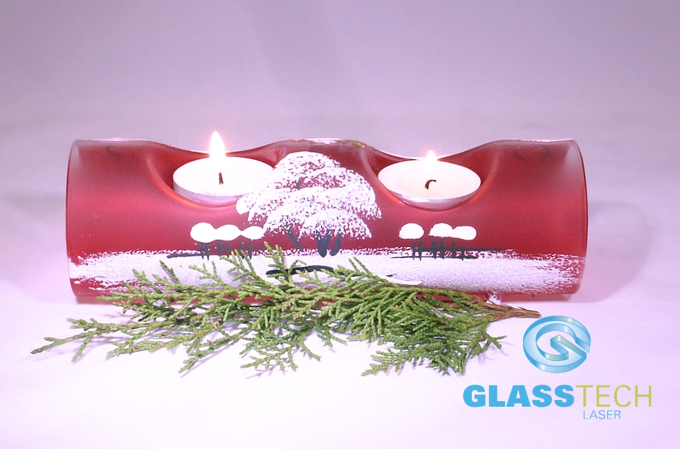 Vánoční svícen červený - pro 2 čajové svíčky