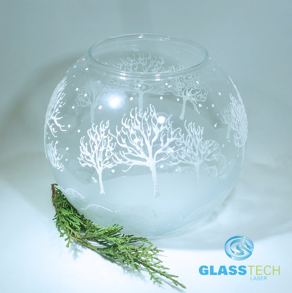 Vánoční svícen-Zasněžené stromy -16 cm